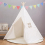 Large Canvas Children Indian Tent Teepee Kids Wigwam Indoor Outdoor Playhouse With Storage Bag And Flag 2