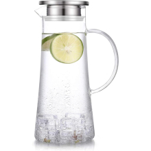 SUSTEAS 1.5 Liter 51oz Glass Pitcher with Lid, Easy Clean Heat Resistant Glass Water Carafe with Handle for Hot/Cold Beverages - Water, Cold Brew