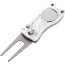 Golf Digging Tool Stainless Steel Foldable Golf Greens Repair Kit with Ball Marker (Silver)
