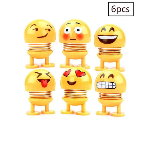 6 Pcs Cute Emoji Bobble Head Dolls, Funny Smiley Springs Dancing Toys ...