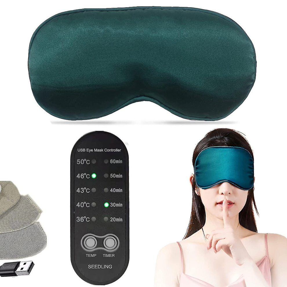 Heated Eye Mask For Dry Eye, Sleep Mask, Silk Eye Mask, Usb With Heat And Time Control