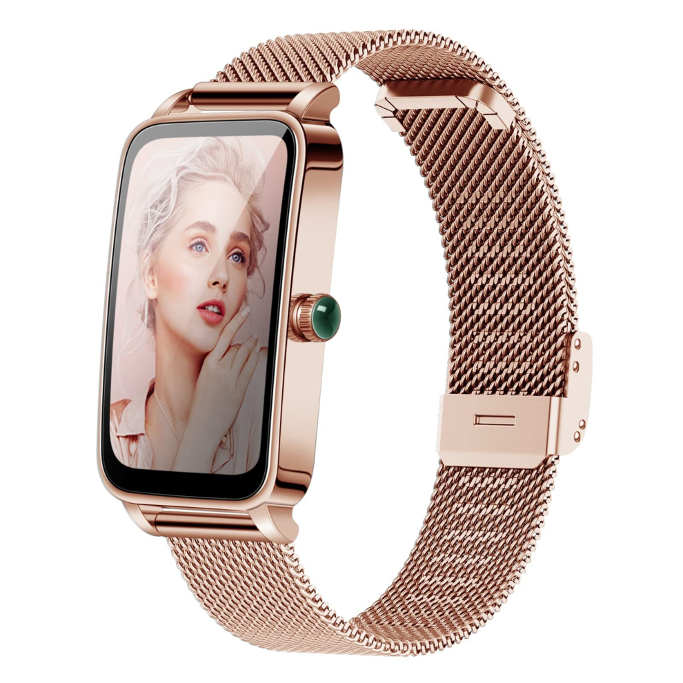 Smart Watch, iPhone Android Smart Watch with Blood Oxygen/Heart Rate/Sleep Monitor, IP68 Waterproof Fitness Tracker with 12 Sports Modes (Gold)