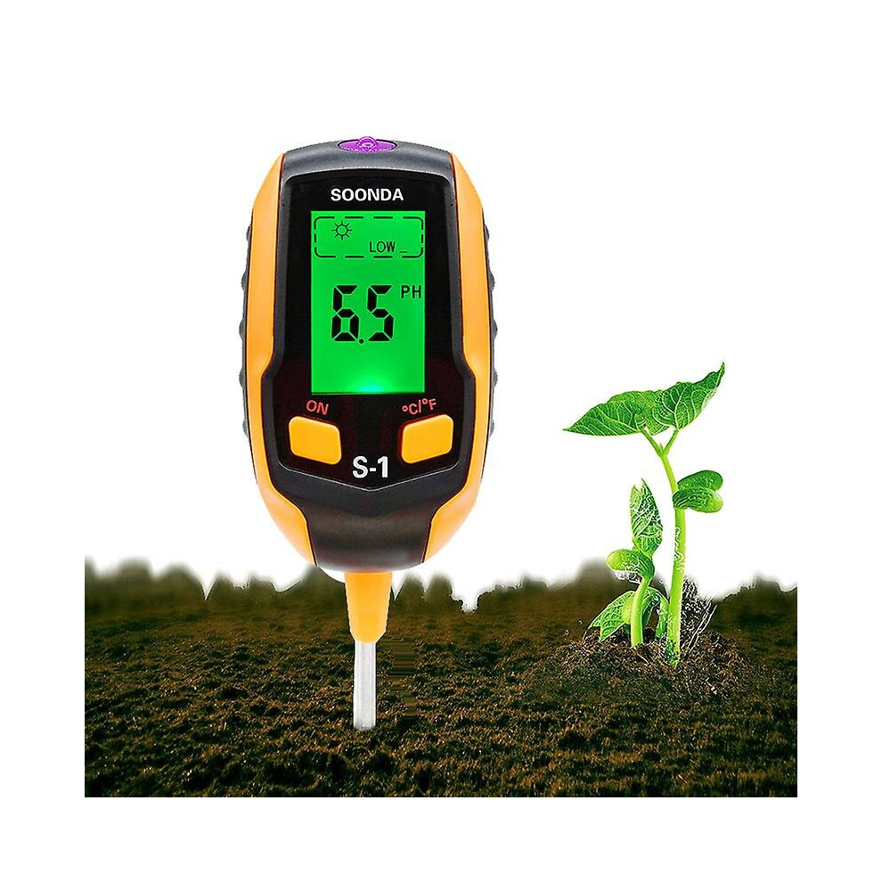 Soil PH Meter 4-in-1 Soil Tester Moisture Digital Plant Thermometer Test Moisture Meter for Potted Plants Gardens Lawns