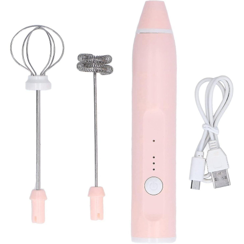 Electric Milk Frother Cordless Creamer (Pink)