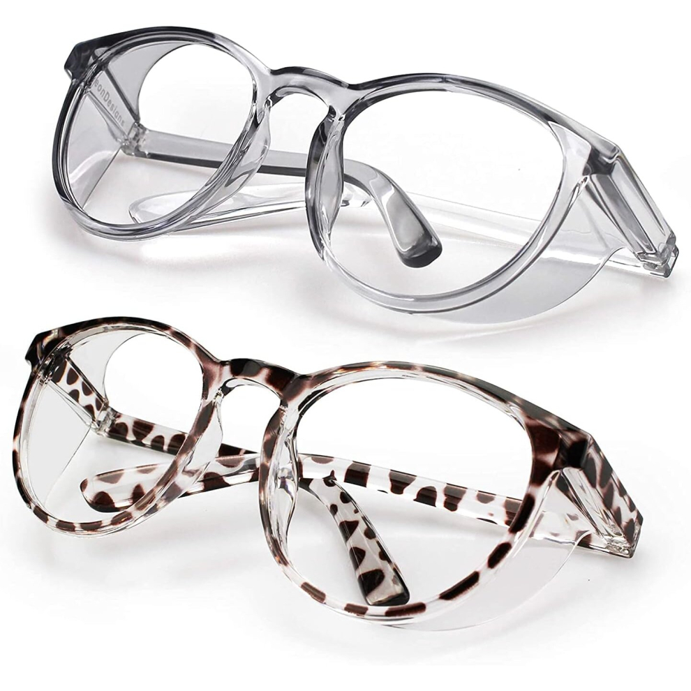 2 pcs Safety Glasses Anti-Fog Goggles Tactical Glasses with Side Shields Blue Light Blocking