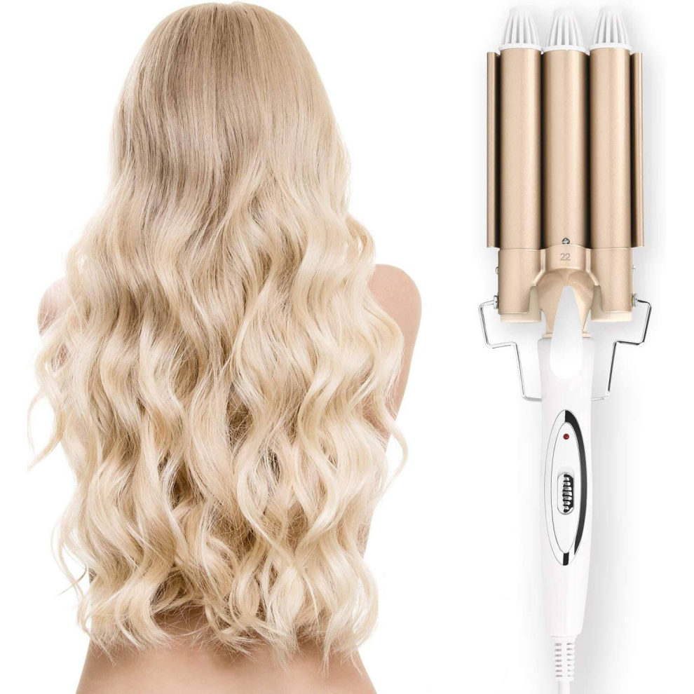 3 Barrel Curling Wand Hair Curler for Short or Long Hair with 2 Temperature Control 22mm