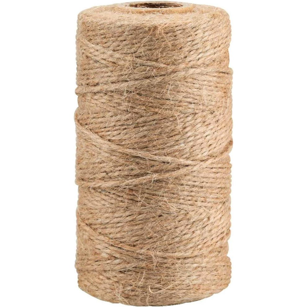 100M Natural Jute Twine, 2Ply Brown Thin Garden Twine String for DIY Arts Crafts, Floristry, Gift Wrapping, Decoration, Bundling, Gardening