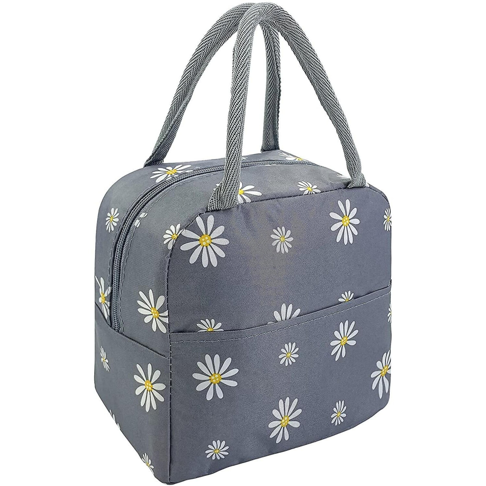 Floral Lunch Bag,cute Insulated Lunch Tote Bag Reusable Thermal(daisy)
