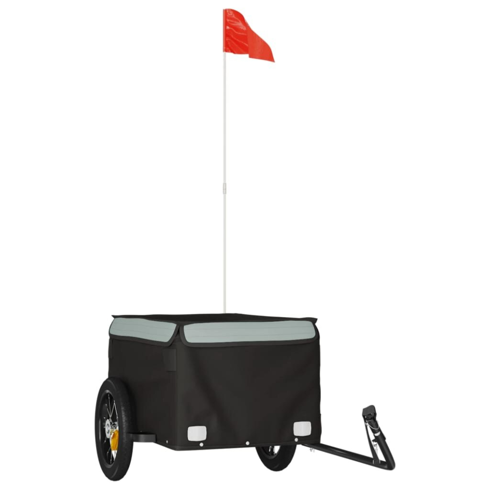 (grey, 120 x 54 x 44 cm) vidaXL Bike Cargo Trailer Bike Carriage Bicycle Wagon Trailer with Flag Iron