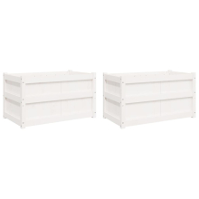 vidaXL Garden Planters Flower Pot Patio Plant Pot 2 pcs White Solid Wood Pine