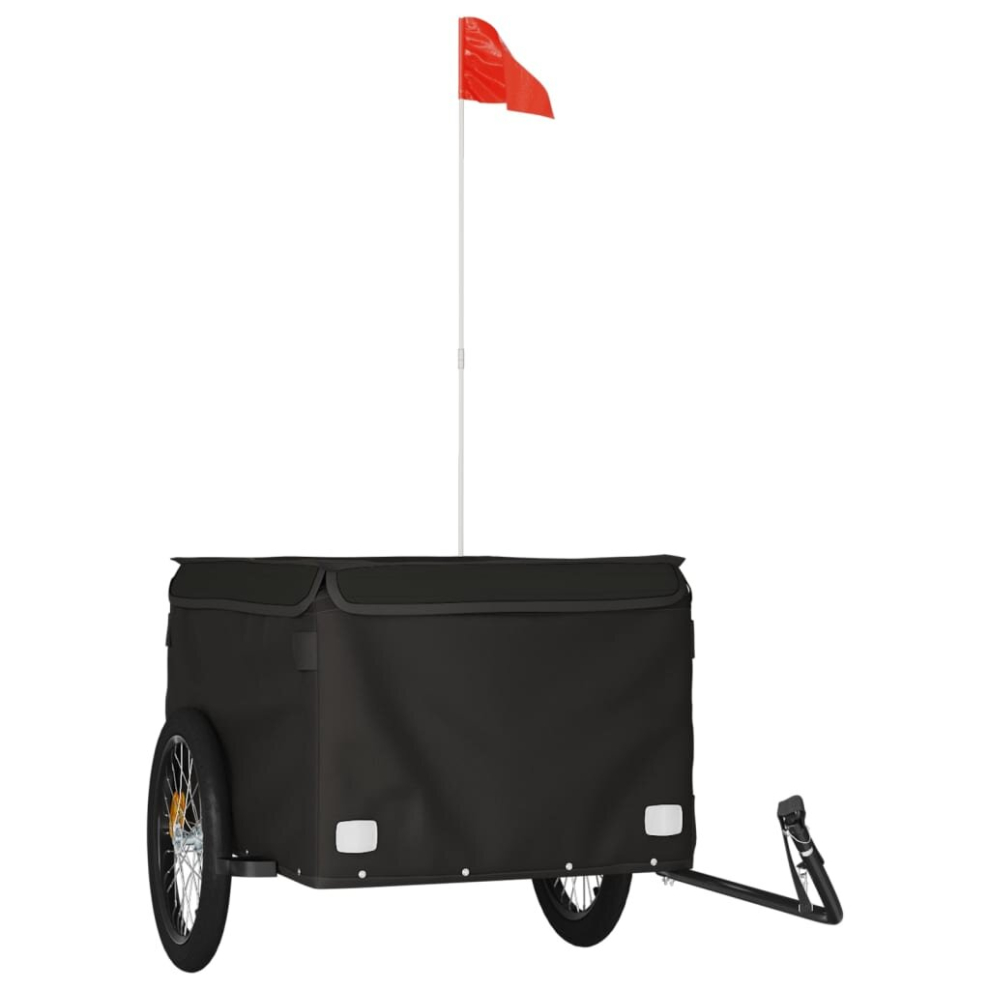 (black, 134 x 69 x 59 cm) vidaXL Bike Cargo Trailer Bike Carriage Bicycle Wagon Trailer with Flag Iron