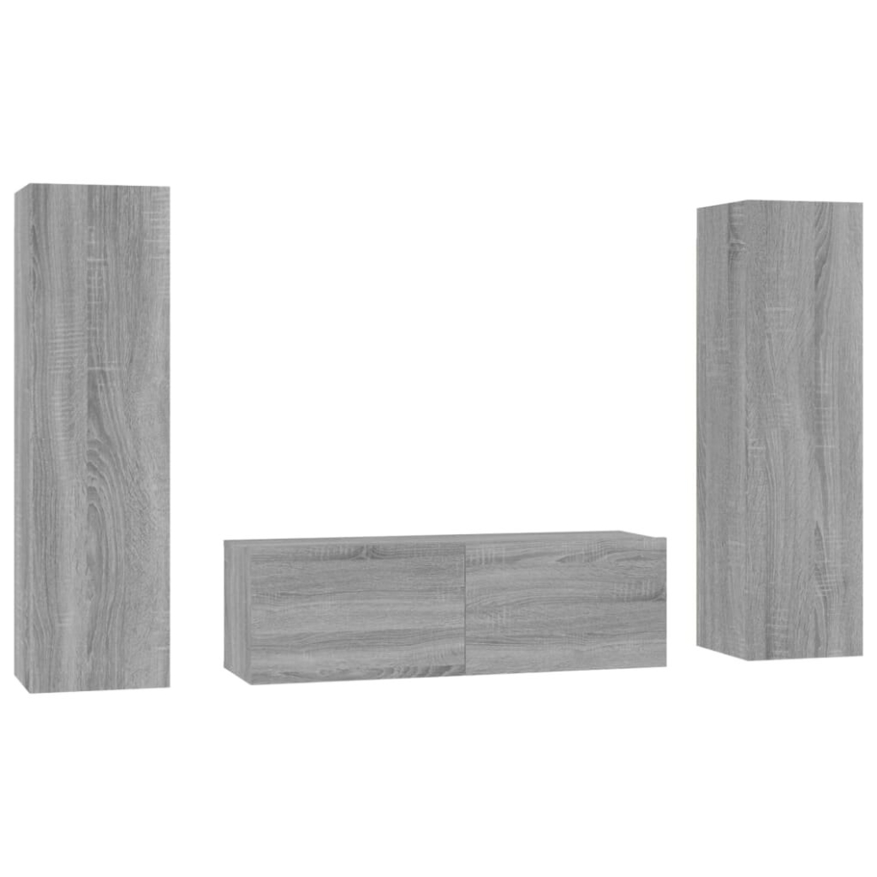 (grey sonoma) vidaXL TV Cabinet Set 3 Piece Engineered Wood TV Stand Multi Colours /Sizes