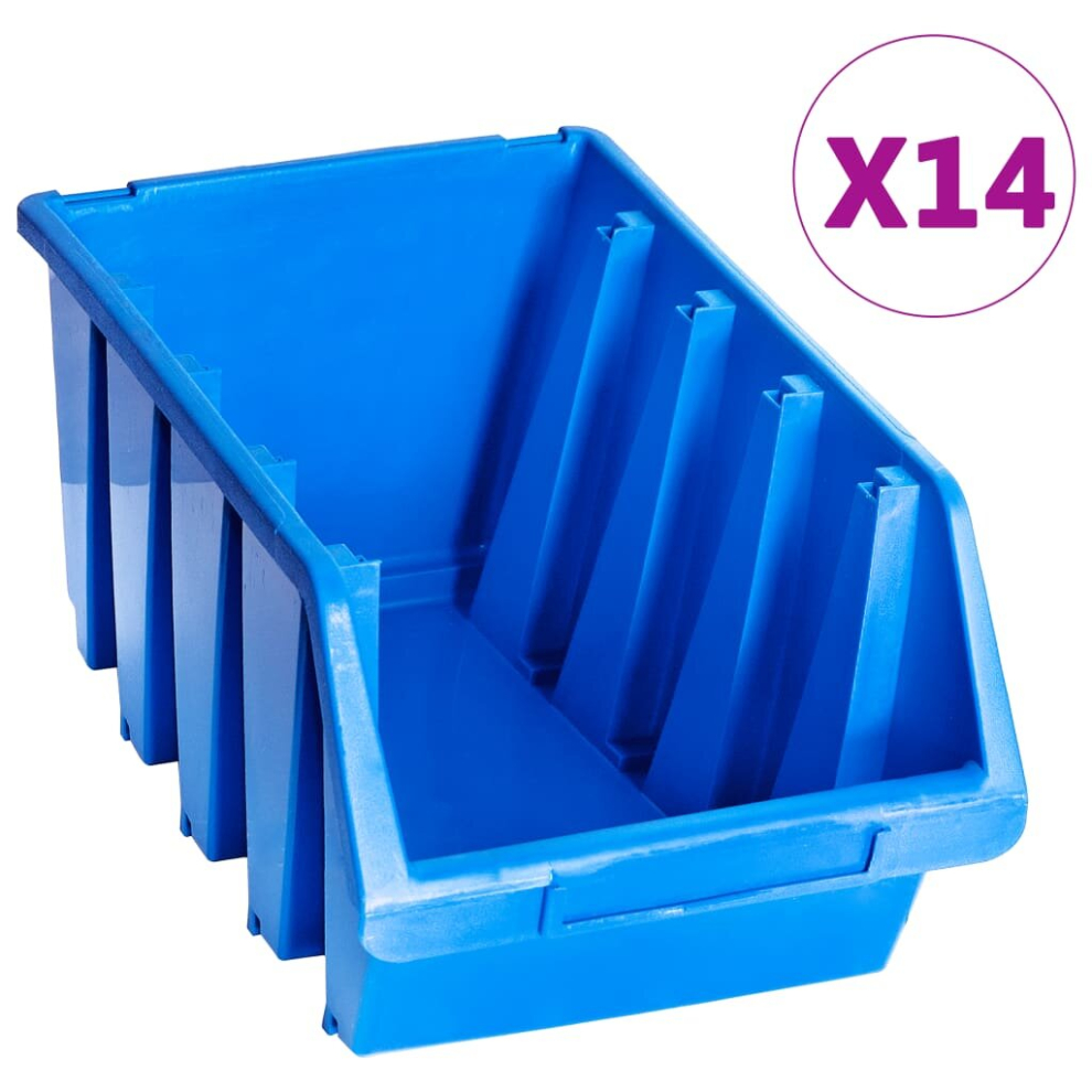 Vidaxl Stacking Storage Bins Storage Basket Storage Box 14 Pcs Plastic Blue