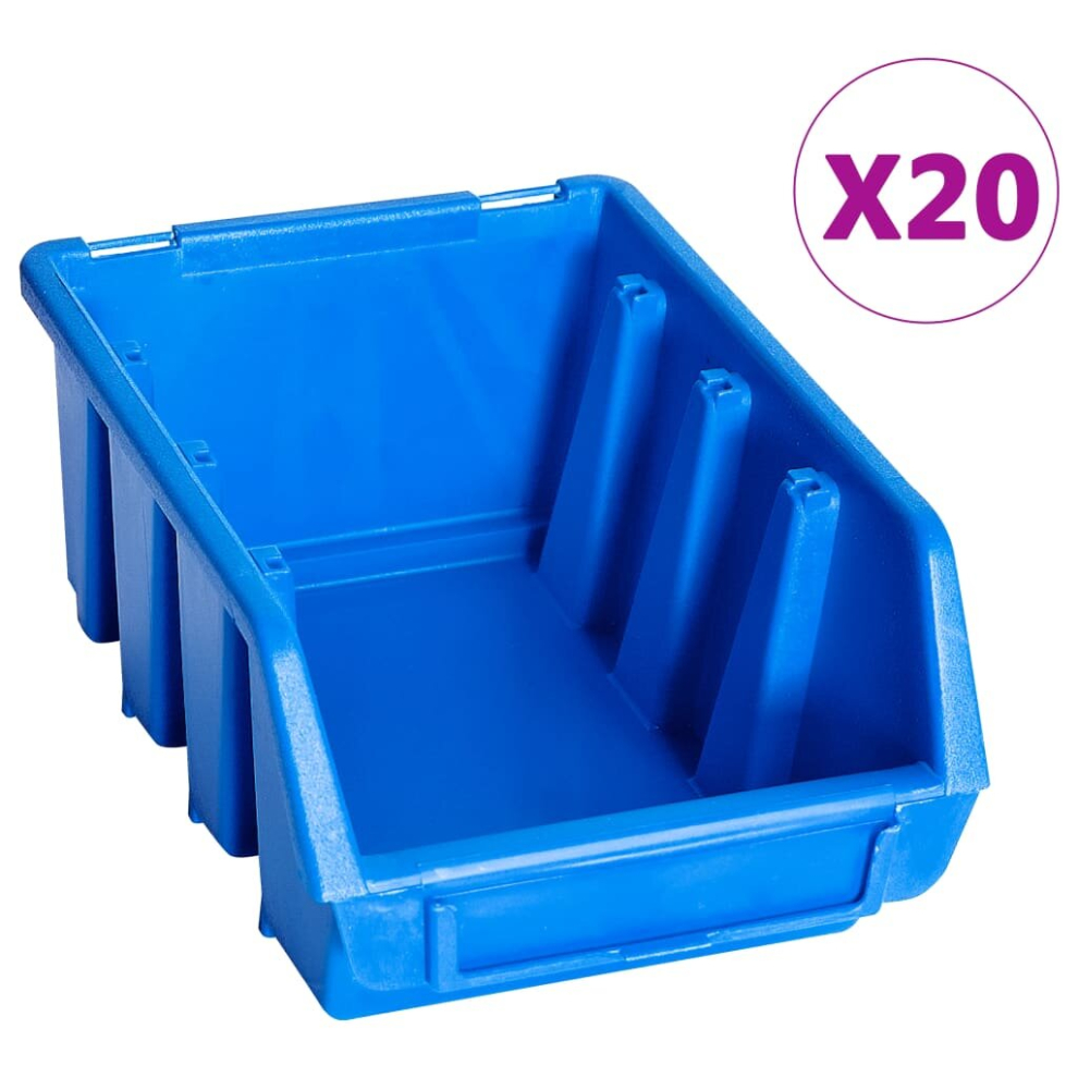 Vidaxl Stacking Storage Bins Storage Basket Storage Box 20 Pcs Plastic Blue