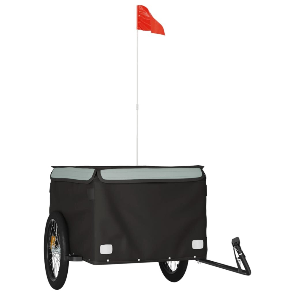 (grey, 134 x 69 x 59 cm) vidaXL Bike Cargo Trailer Bike Carriage Bicycle Wagon Trailer with Flag Iron
