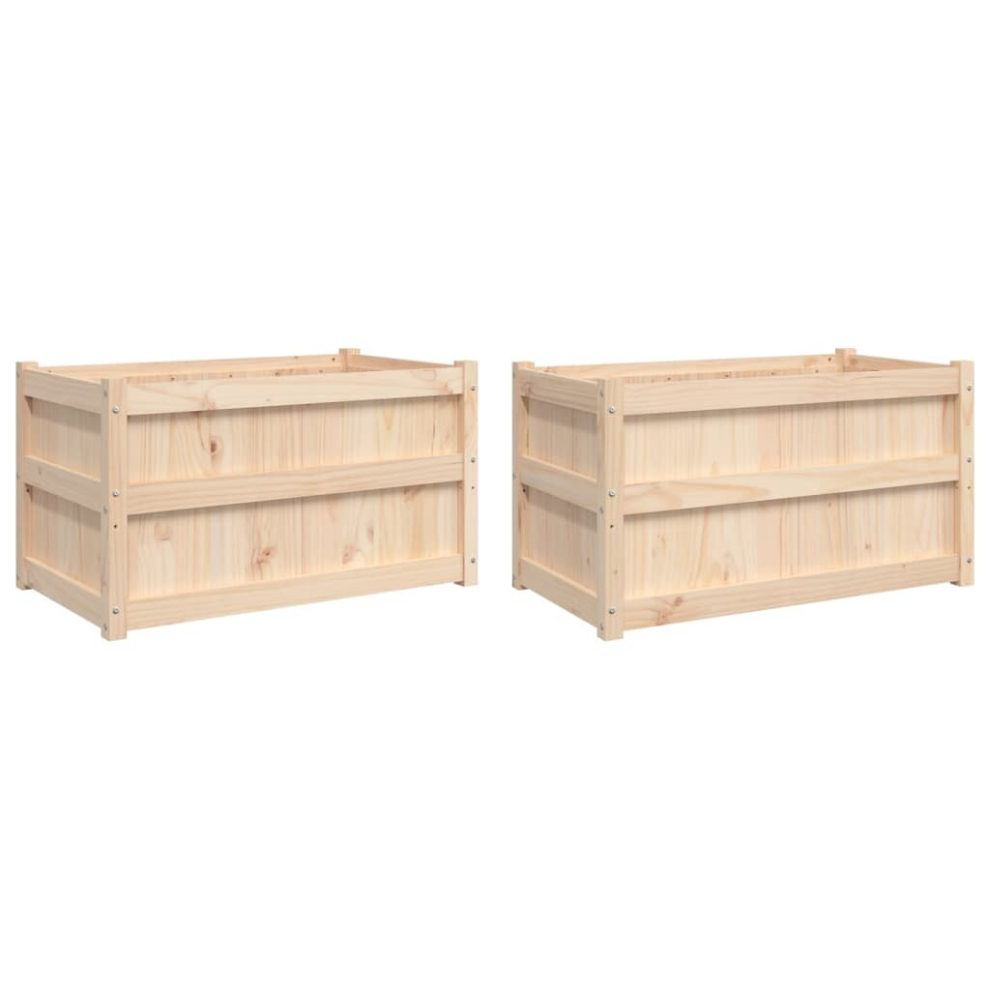 vidaXL Garden Planters Flower Pot Planter Box Plant Pot 2 pcs Solid Wood Pine