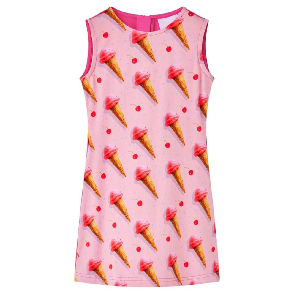 Vidaxl (104) Kids' Dress School Children's Sleeveless Dress Ice Cream Print Bright Pink