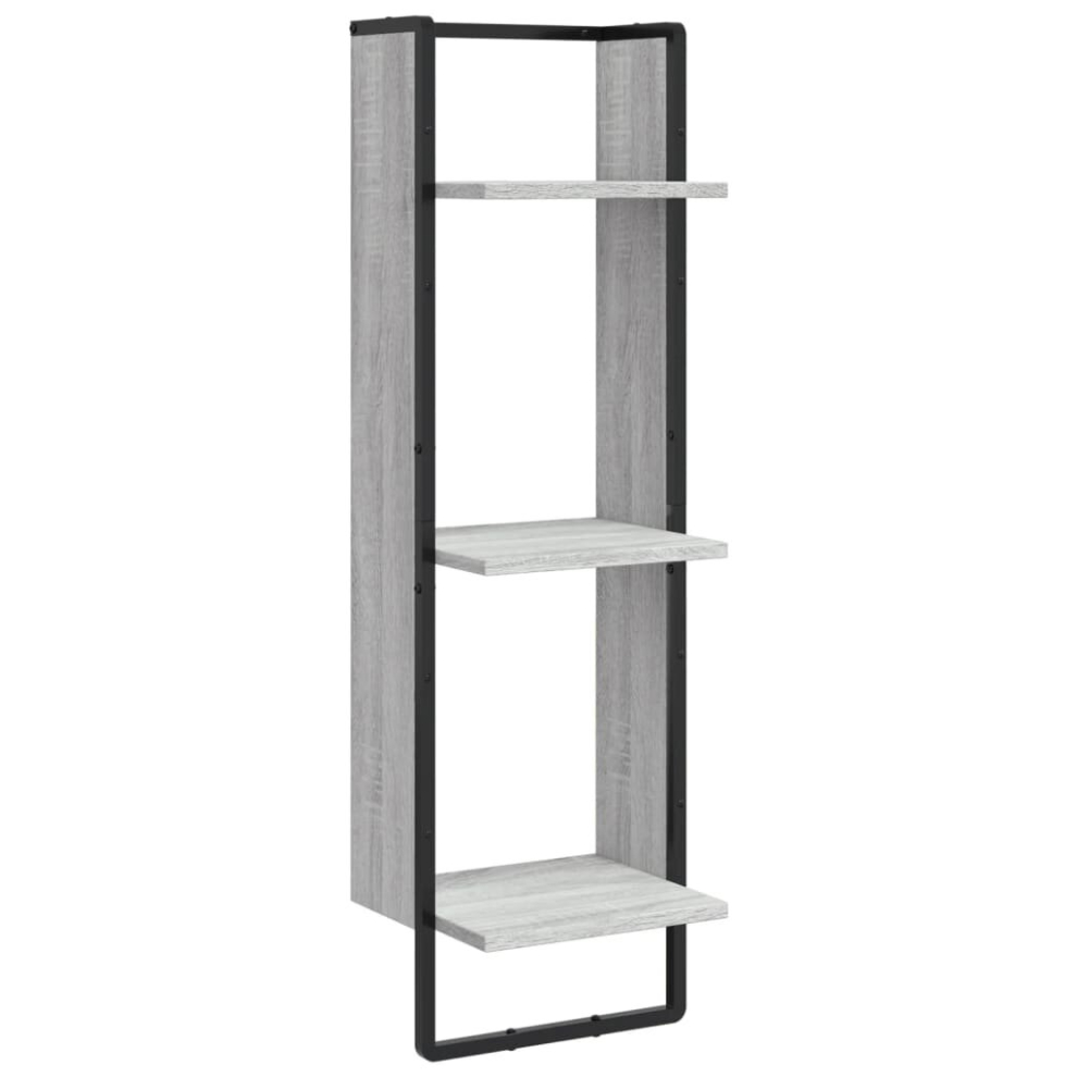 Vidaxl (Grey Sonoma, 30 X 25 X 100 Cm) Wall Shelf With Bar Floating Shelf Wall Mounted Shelf Display Wall Rack