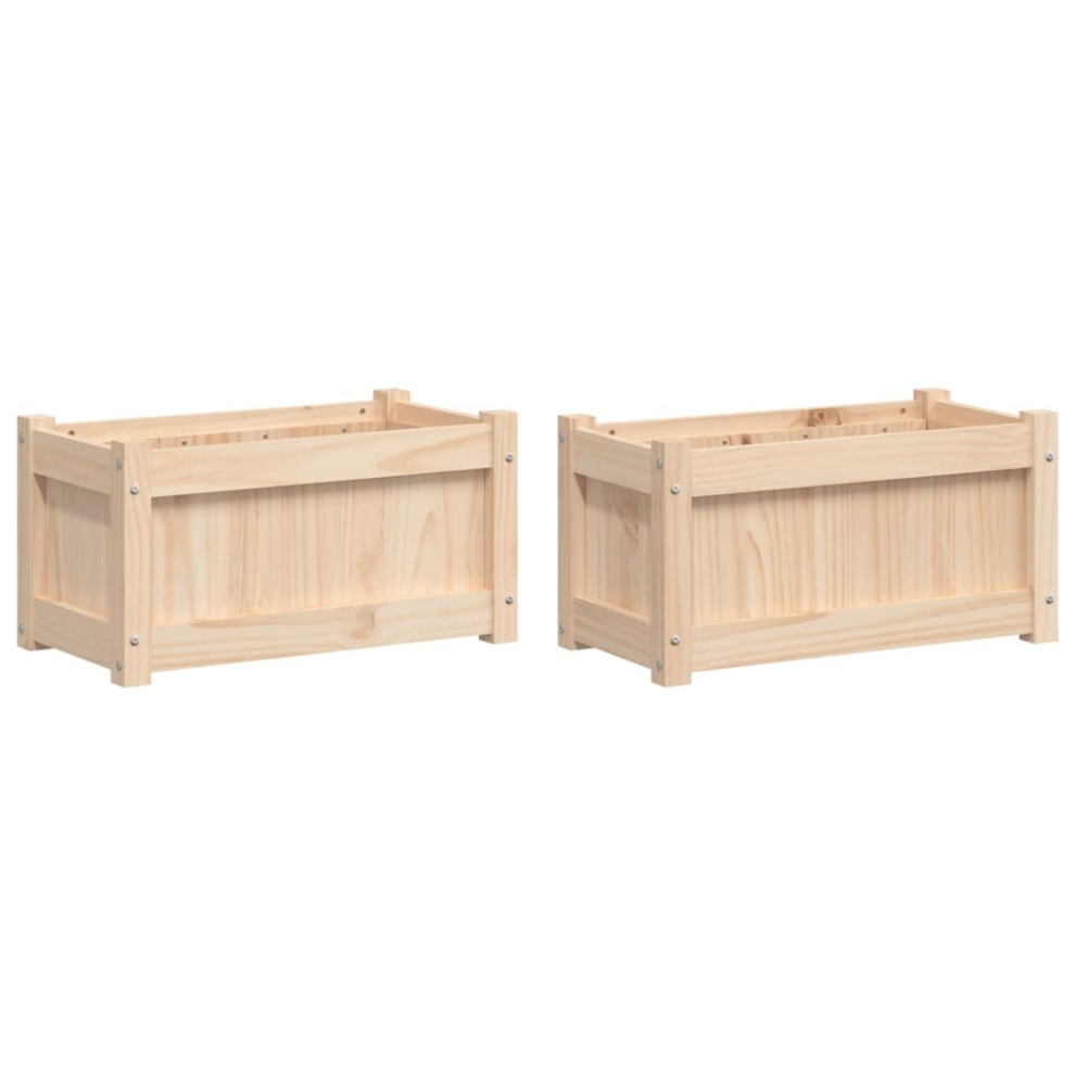 vidaXL Garden Planters Flower Pot Planter Box Plant Pot 2 pcs Solid Wood Pine