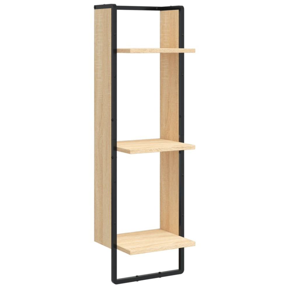 Vidaxl (Sonoma Oak, 30 X 25 X 100 Cm) Wall Shelf With Bar Floating Shelf Wall Mounted Shelf Display Wall Rack