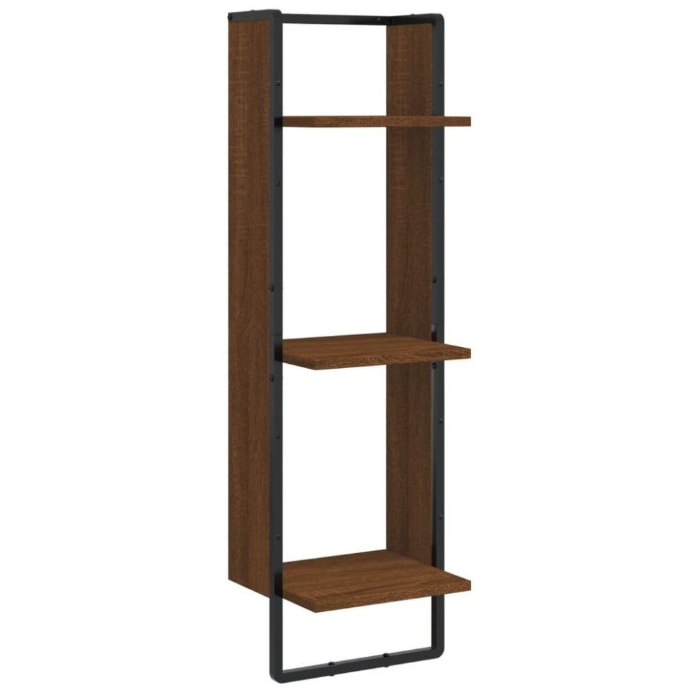 Vidaxl (Brown Oak, 30 X 25 X 100 Cm) Wall Shelf With Bar Floating Shelf Wall Mounted Shelf Display Wall Rack