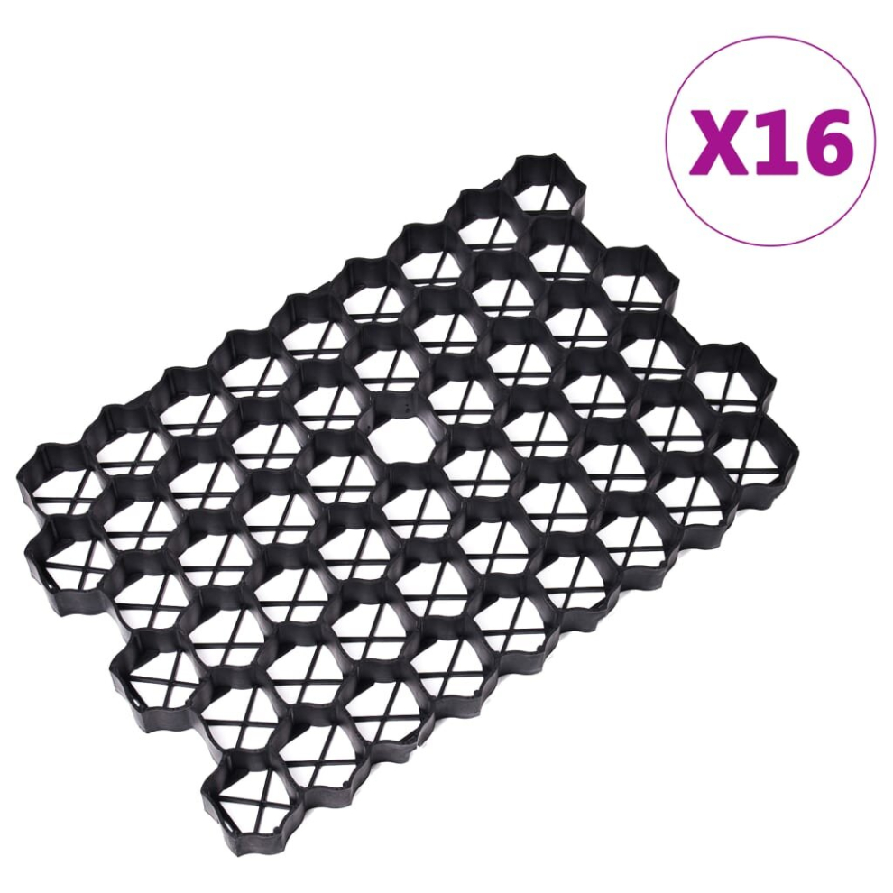 vidaXL Grass Grids Grass Protection Mesh Turf Lawn Netting 16pcs Black Plastic