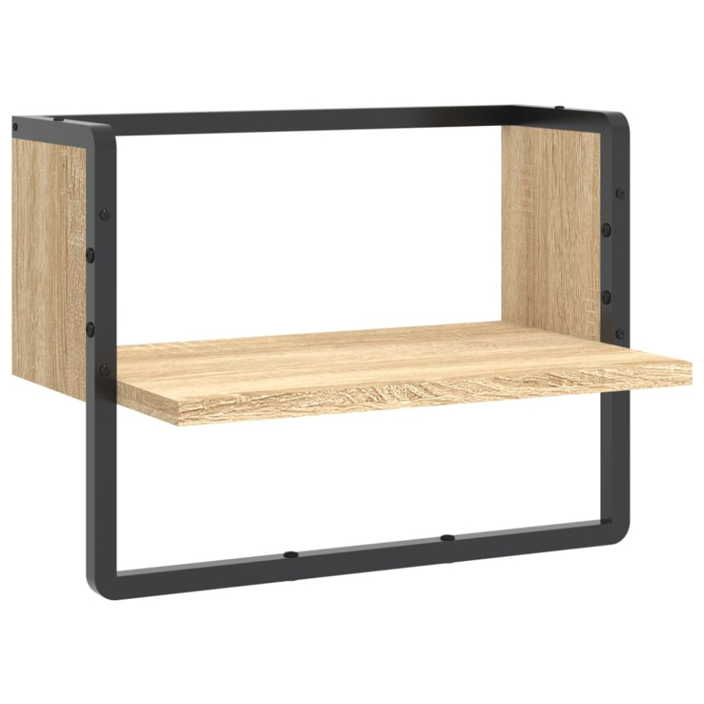 (sonoma oak, 40 x 25 x 30 cm) vidaXL Wall Shelf with Bar Floating Shelf Wall Mounted Shelf Display Wall Rack