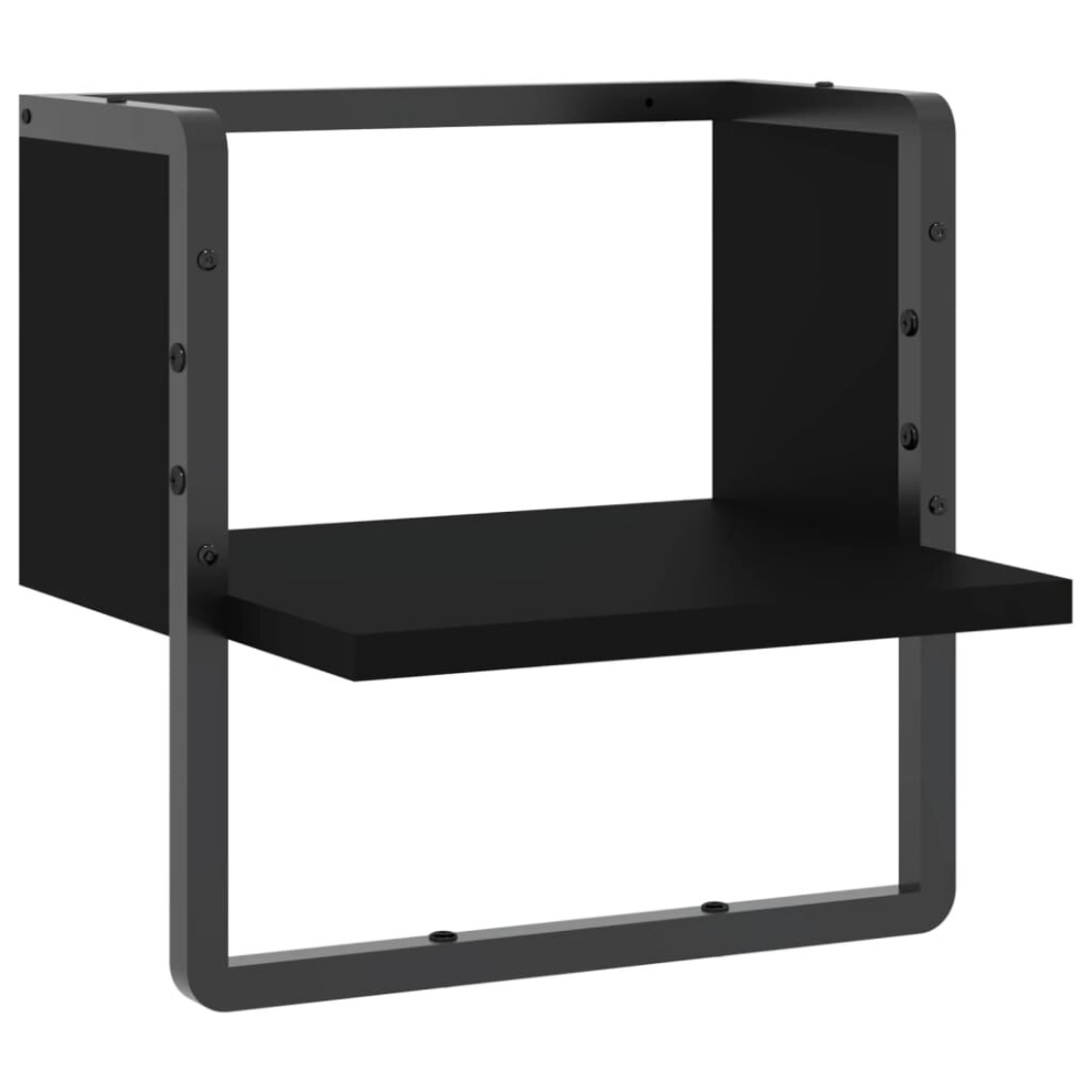 (black, 30 x 25 x 30 cm) vidaXL Wall Shelf with Bar Floating Shelf Wall Mounted Shelf Display Wall Rack