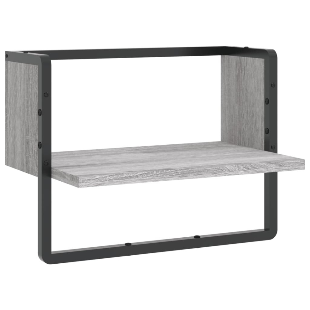 (grey sonoma, 40 x 25 x 30 cm) vidaXL Wall Shelf with Bar Floating Shelf Wall Mounted Shelf Display Wall Rack