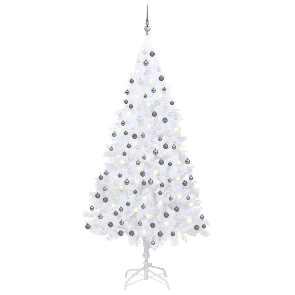 (white and grey) vidaXL Artificial Christmas Tree with LEDs&Ball Set Multi Colours Multi Sizes