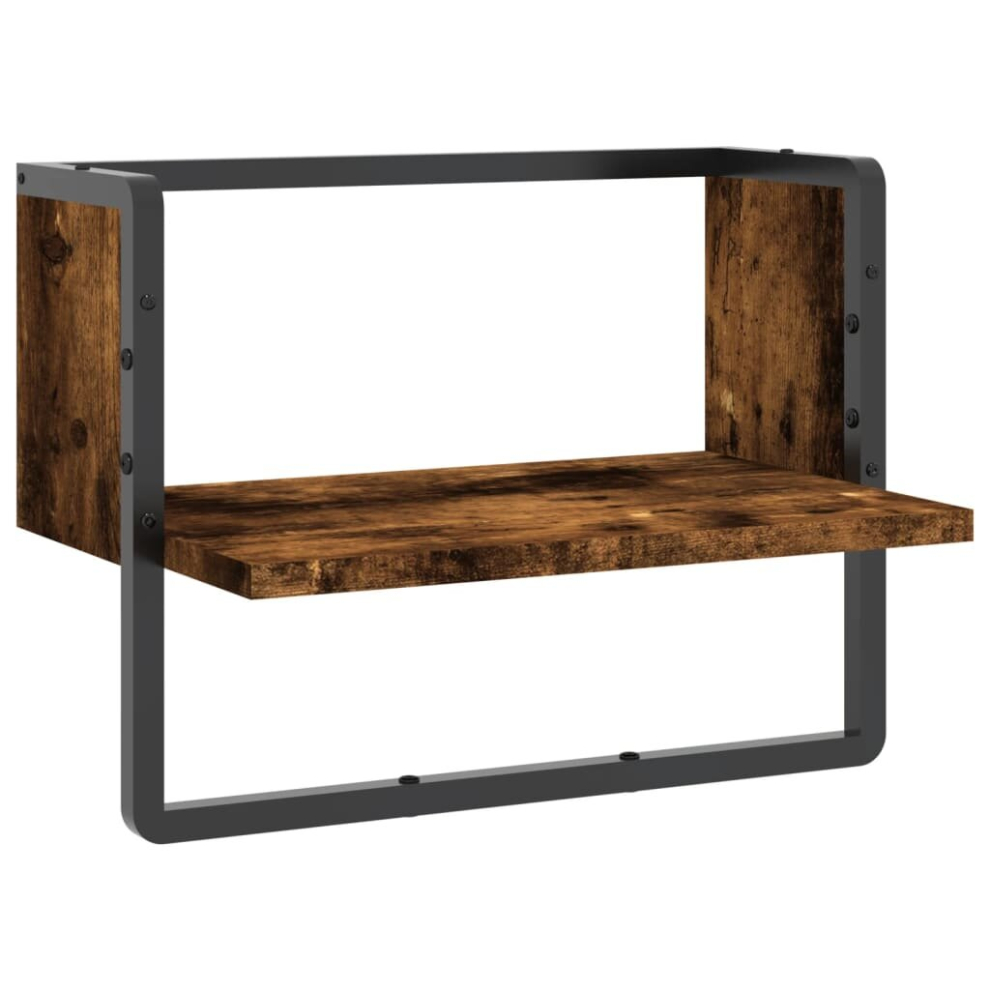 (smoked oak, 40 x 25 x 30 cm) vidaXL Wall Shelf with Bar Floating Shelf Wall Mounted Shelf Display Wall Rack