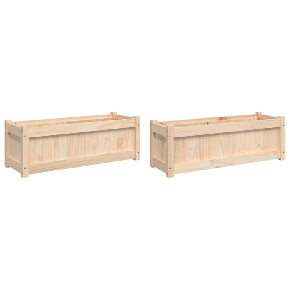 Vidaxl Garden Planters Flower Pot Planter Box Plant Pot 2 Pcs Solid Wood Pine