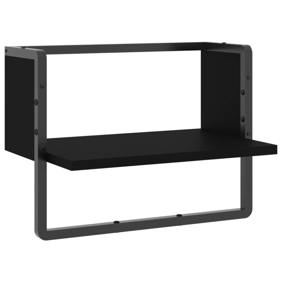 (black, 40 x 25 x 30 cm) vidaXL Wall Shelf with Bar Floating Shelf Wall Mounted Shelf Display Wall Rack