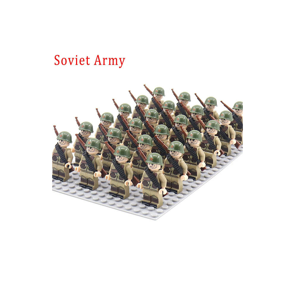 Sunvivid (D260) Ww2 24Pcs/Lot Military Soldiers Building Blocks Set Weapons Soviet Us Uk France Army Action Figures Bricks Toys Kids Gifts