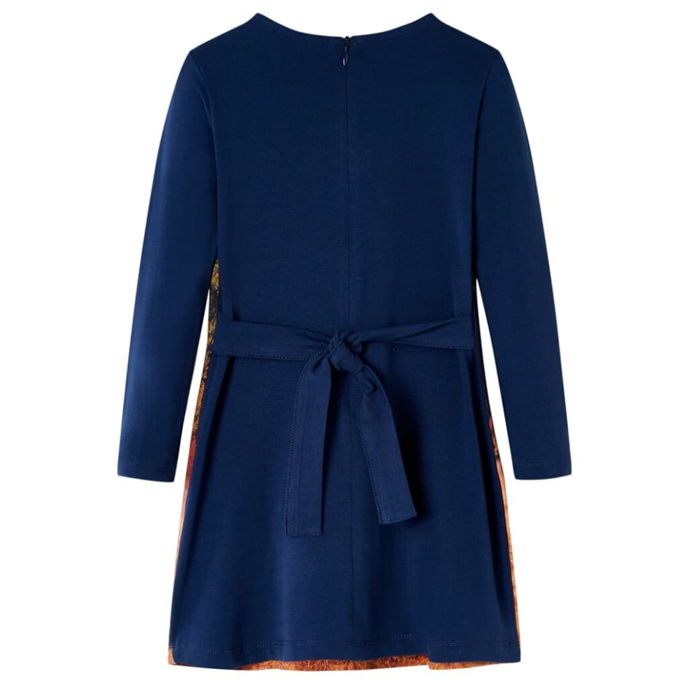 Vidaxl (Navy, 116) Kids' Dress With Long Sleeves Toddler Children Kids Girl's Dress Horses Print