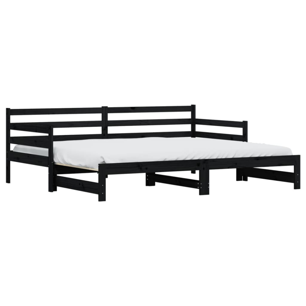 (black, 80 x 200 cm) vidaXL Daybed with Trundle Sofa Bed Guest Bed Sleeper Sofa Solid Wood Pine