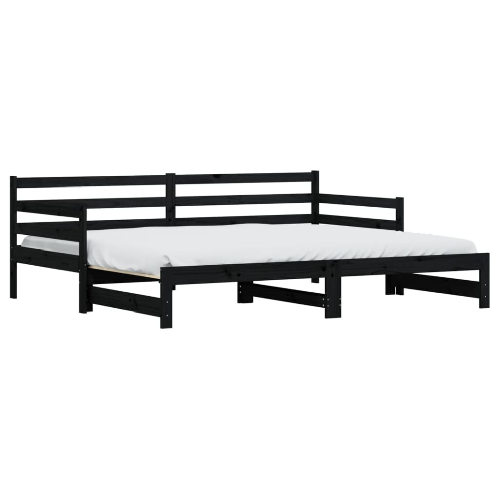 (black, 90 x 190 cm) vidaXL Daybed with Trundle Sofa Bed Guest Bed Sleeper Sofa Solid Wood Pine