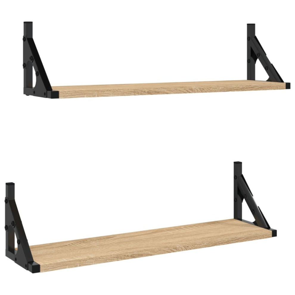 (sonoma oak, 60 x 15 x 15.5 cm) vidaXL Wall Shelves Wall Rack Wall Mounted Shelf Rack 2 pcs Engineered Wood