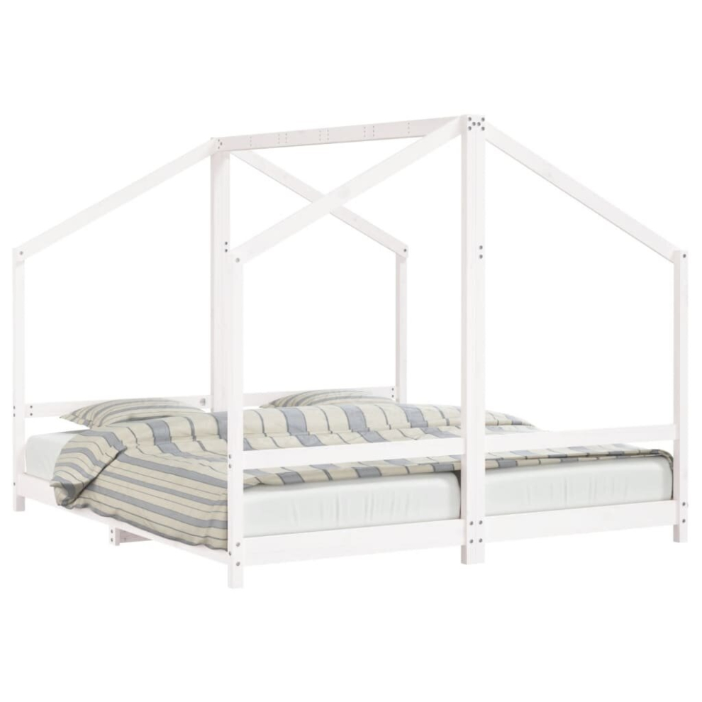 Vidaxl (White) Kids Bed Frame Wooden Bedstead Bed Base Children's Bed Solid Wood Pine
