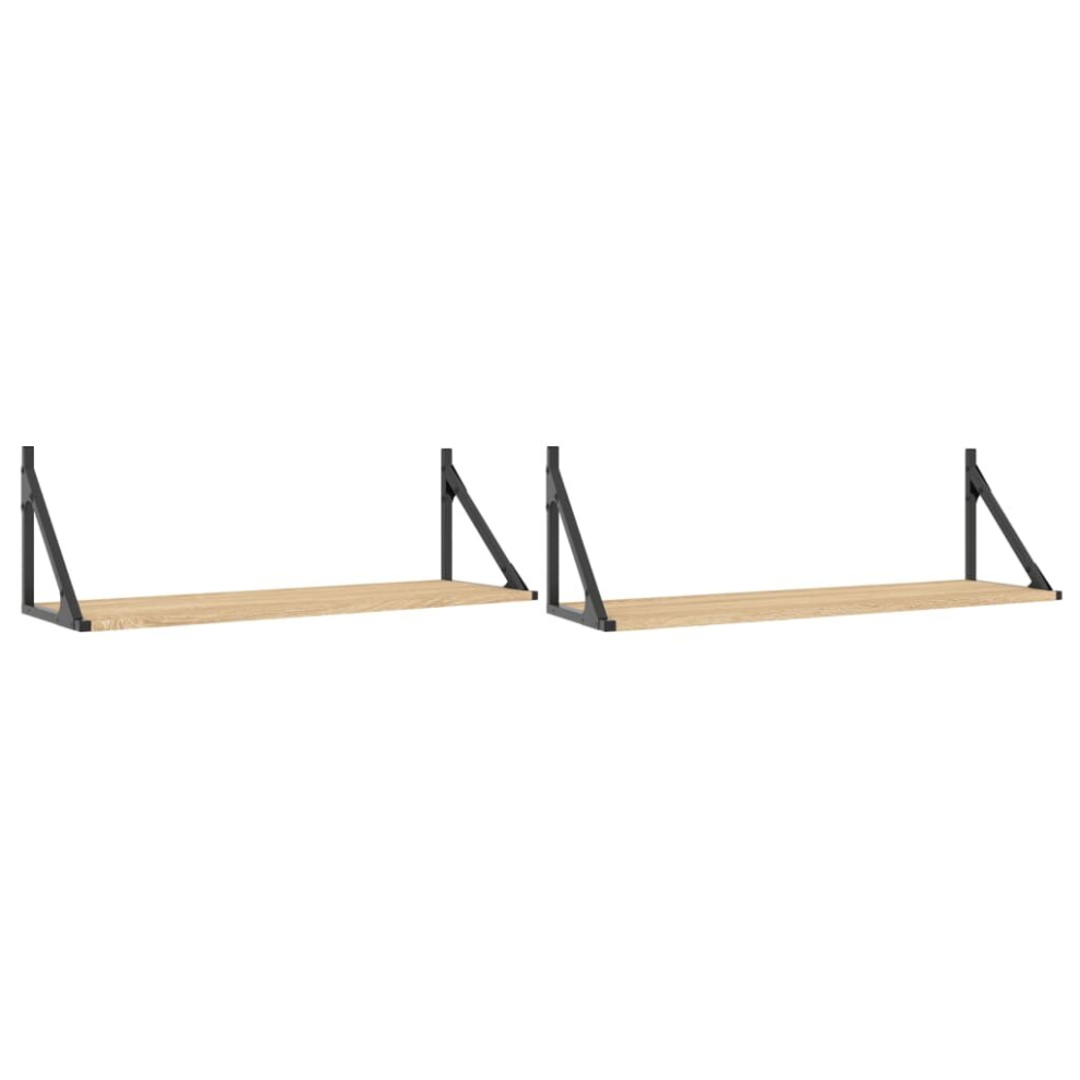 Vidaxl (Sonoma Oak, 80 X 25 X 25.5 Cm) Wall Shelves Wall Rack Wall Mounted Shelf Rack 2 Pcs Engineered Wood