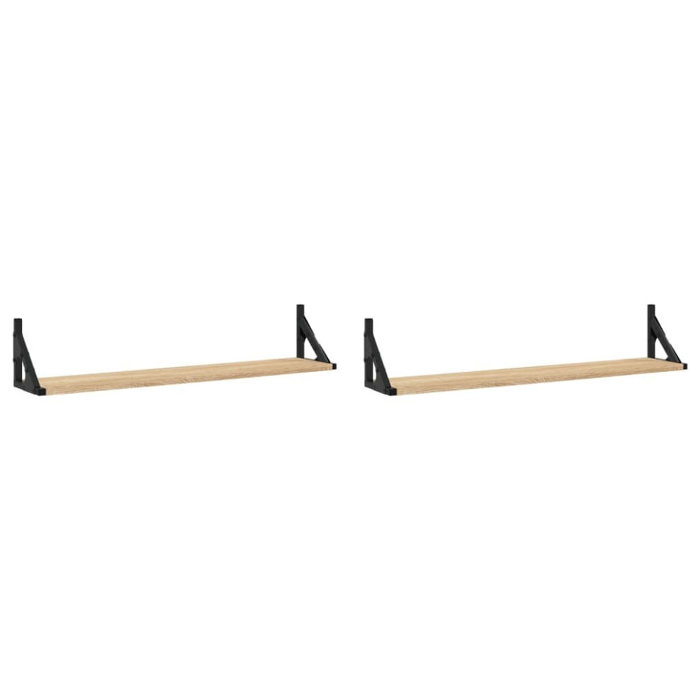 Vidaxl (Sonoma Oak, 80 X X 15.5 Cm) Wall Shelves Wall Rack Wall Mounted Shelf Rack 2 Pcs Engineered Wood Size 15