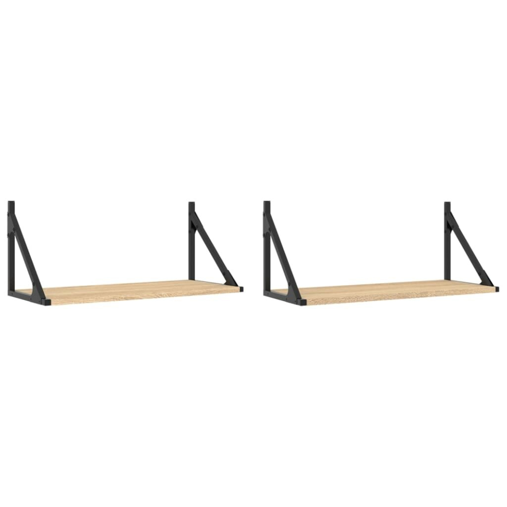 Vidaxl (Sonoma Oak, 60 X 25 X 25.5 Cm) Wall Shelves Wall Rack Wall Mounted Shelf Rack 2 Pcs Engineered Wood