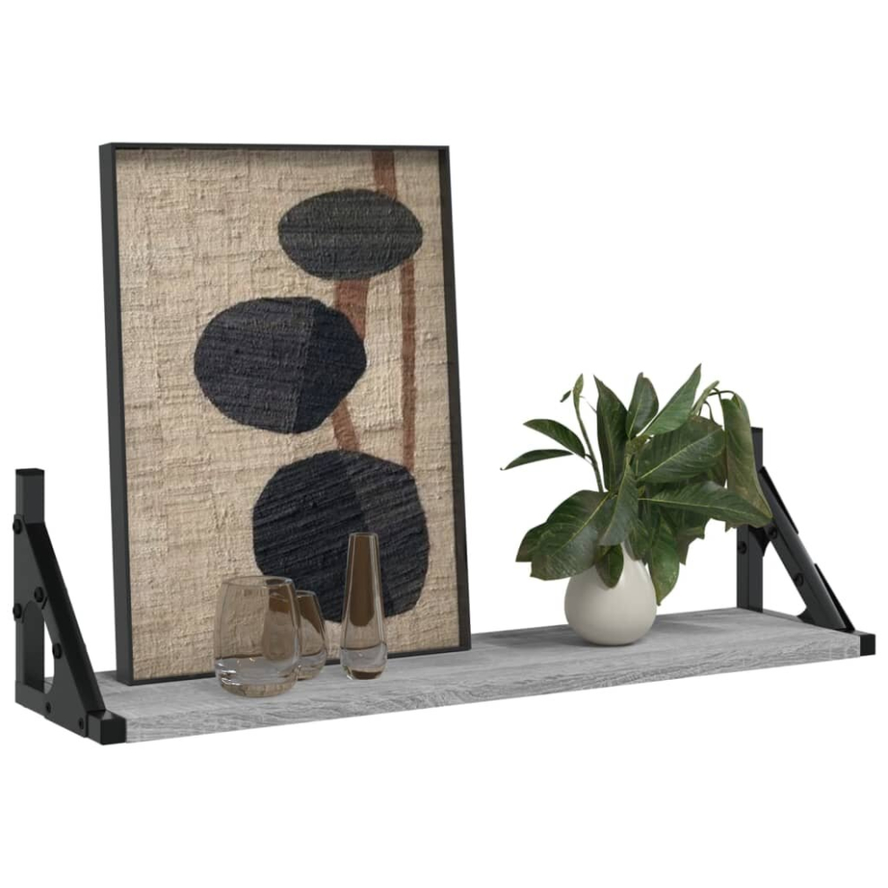 (Grey Sonoma, 60 X 15 X 15.5 Cm) Vidaxl Wall Shelves Wall Rack Wall Mounted Shelf Rack 2 Pcs Engineered Wood 8721012046603