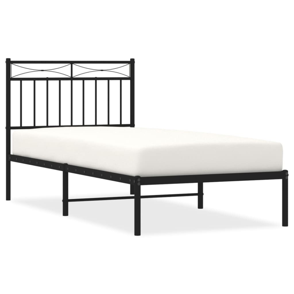 (black, 90x200 cm/with headboard) vidaXL Metal Bed Frame with Headboard Mattress Foundation Black 90x200 cm