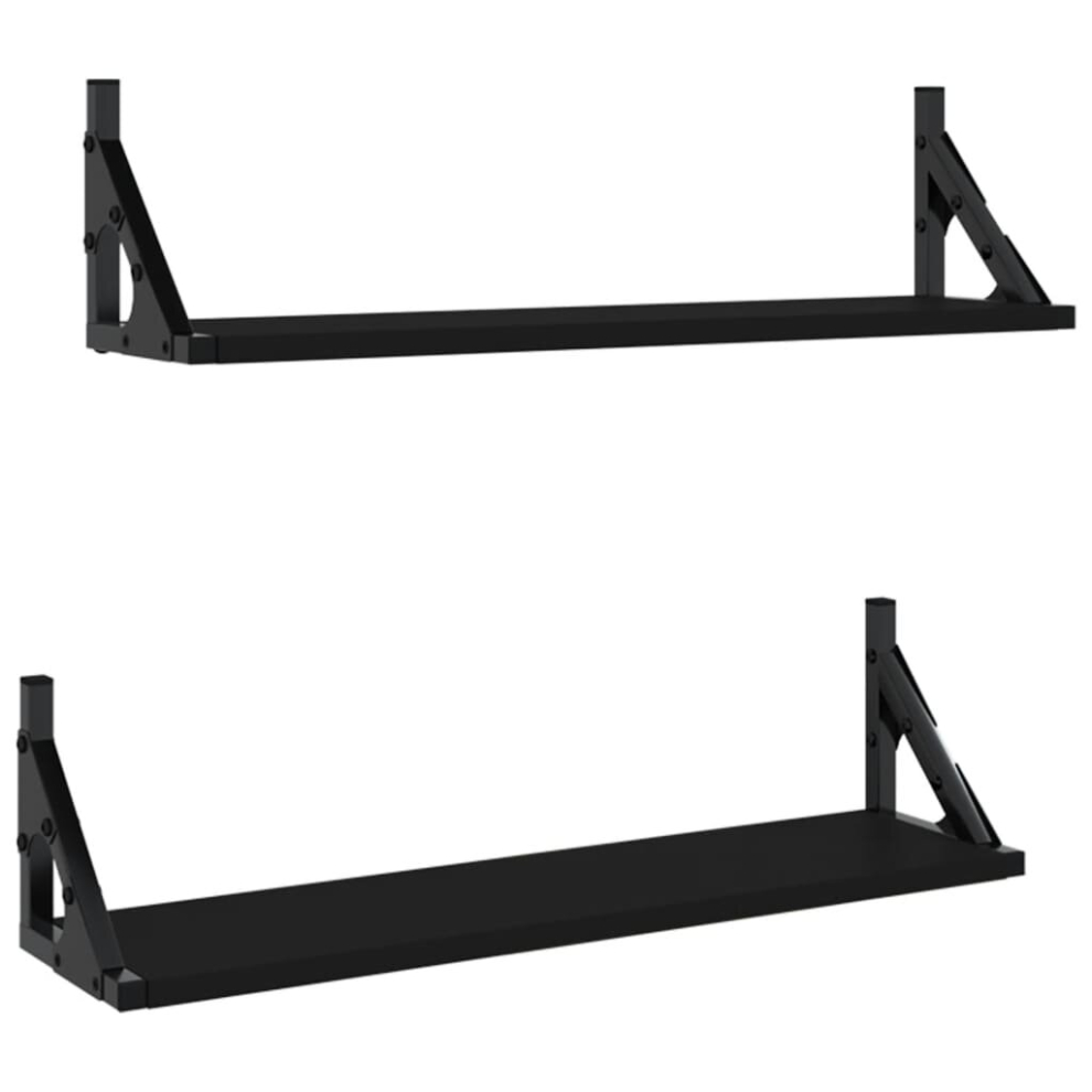 (black, 60 x 15 x 15.5 cm) vidaXL Wall Shelves Wall Rack Wall Mounted Shelf Rack 2 pcs Engineered Wood