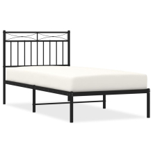 (black, 90x190 cm/with headboard) vidaXL Metal Bed Frame Home Bedroom Bed Base Mattress Foundation Bedstead