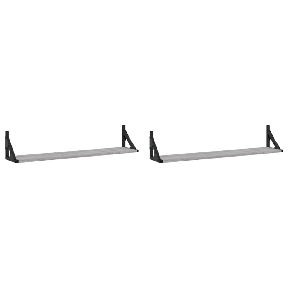 (Grey Sonoma, 80 X 15 X 15.5 Cm) Vidaxl Wall Shelves Wall Rack Wall Mounted Shelf Rack 2 Pcs Engineered Wood 8721012046658