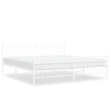 (white, 193x203 cm/with headboard & footboard) vidaXL Metal Bed Frame Home Bedroom Bed Base Mattress Foundation Bedstead