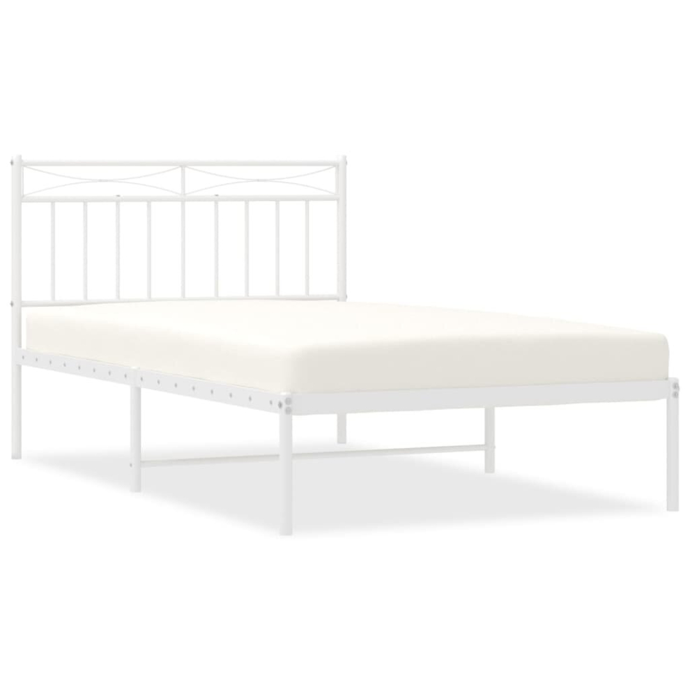 (white, 100x200 cm/with headboard) vidaXL Metal Bed Frame Home Bedroom Bed Base Mattress Foundation Bedstead