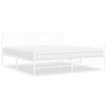 (white, 183x213 cm/with headboard & footboard) vidaXL Metal Bed Frame Home Bedroom Bed Base Mattress Foundation Bedstead